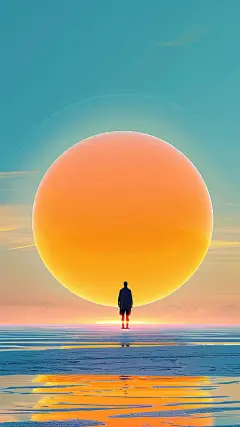 中秋节系列通用人物海上明月背景素材