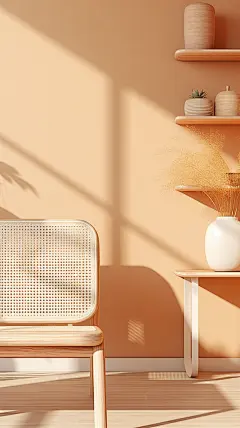 通用电商简约风原木色家居房间室内场景图片