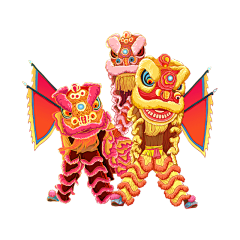 中国风春节舞狮元素贴纸