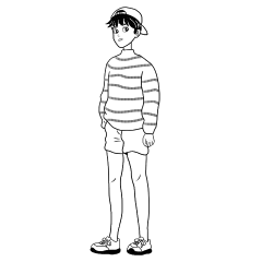 手绘-线稿简笔画人物穿搭贴纸7