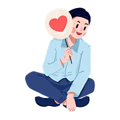 卡通感情人节男生元素贴纸 