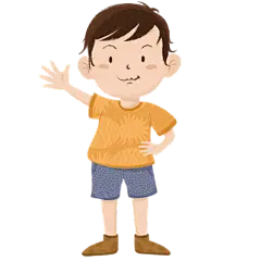 手绘卡通人物插画贴纸-男孩