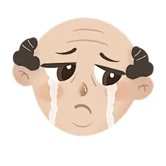 手绘-老人卡通表情包-流泪