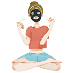 手绘-护肤女人美妆人物插画贴纸5