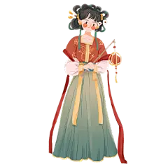 手绘-中国风少女人物插画贴纸5