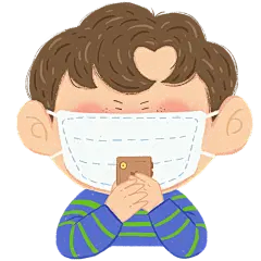 手绘-口罩头像蜡笔人物插画6