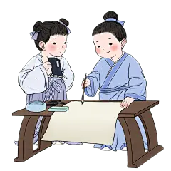 手绘古代国学场景大尺寸贴纸2