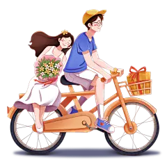 卡通感情人节情侣元素贴纸