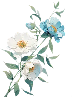 植物系列插画风花枝和花装饰元素
