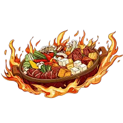 美食插画火锅+火焰