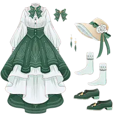 手绘绿色花纹服装佩饰