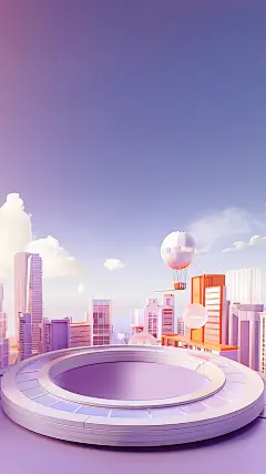 618年中大促电商活动3D立体传送带城市场景背景素材