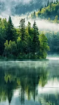 风光通用实景森林水面背景图片素材