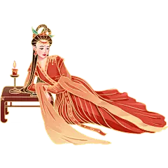 金边中国风人物插画女人