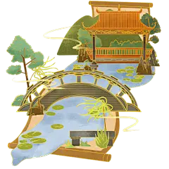 中国风-国潮山水园林卷轴6