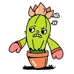 手绘-拟人化植物插画贴纸-仙人掌