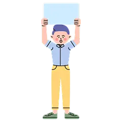 手绘-扁平风举牌动作人物贴纸8