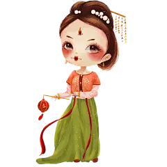 中国风人物插画贴纸-汉服女孩3