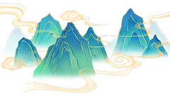 中国风系列国潮青绿山水画