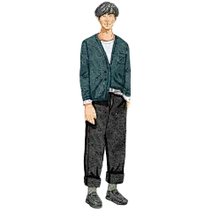 手绘-美式复古男性人物插画5