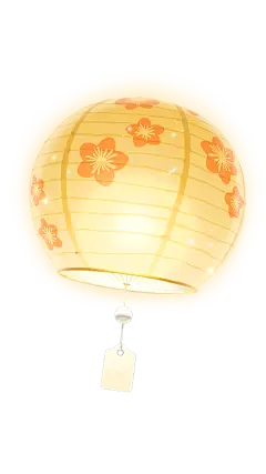 中国风卡通感可爱橙红色飘浮花朵孔明灯元素