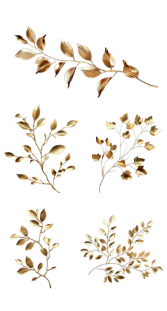 植物通用立体金属树枝元素素材