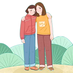 扁平-姐妹人物常规贴纸