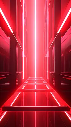 通用电商促销红色科技感线条空间3D场景背景图片素材