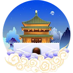 中秋国庆中国风建筑贴纸