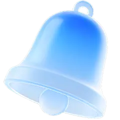 常规图标系列3D科技风磨砂质感蓝色渐变铃铛元素