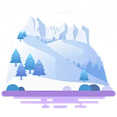 扁平风冬季卡通雪山元素2