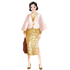 手绘-旗袍女人民国人物插画贴纸6
