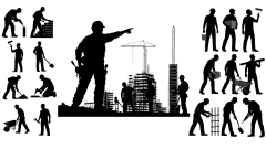 常规系列-人物系列矢量黑色剪影建筑工人元素