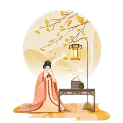 手绘-中国风人物插画-古风美女