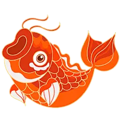 卡通感春节鲤鱼元素贴纸