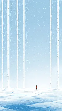 小雪大雪插画人物雪地背景