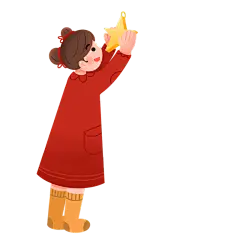 圣诞节肌理手绘手绘贴纸小女孩