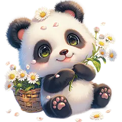 动物系列厚涂风插画熊猫