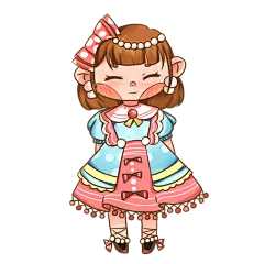 手绘-洛丽塔女生人物插画贴纸8