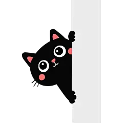 常规系列-动物系列卡通风可爱黑猫探头插画元素