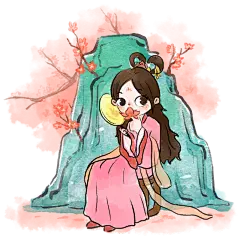 中秋节水墨风贴纸-嫦娥