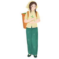 手绘采茶女人物插画3