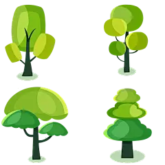 卡通扁平植物大树插画元素5