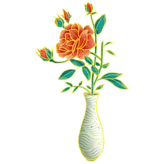 中国风植物花卉贴纸-花瓶