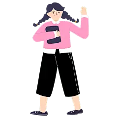 扁平-矢量人物插画-女生2