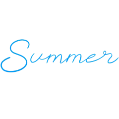 夏天夏季通用手写英文SUMMER蓝色艺术字元素素材