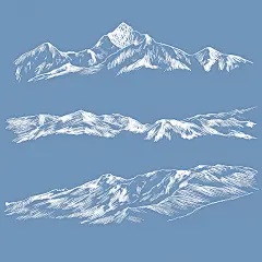 常规内容-风光系列插画风山脉线稿