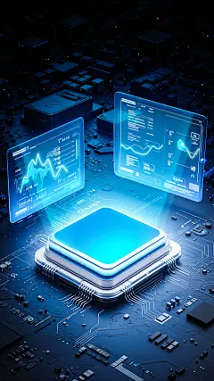 科技风科技感蓝色光效芯片数据背景