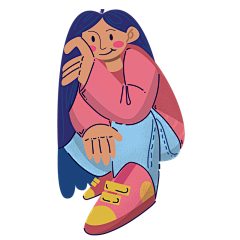 扁平风人物插画-蹲