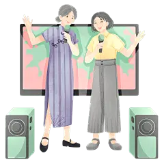 KTV中的老年人唱歌